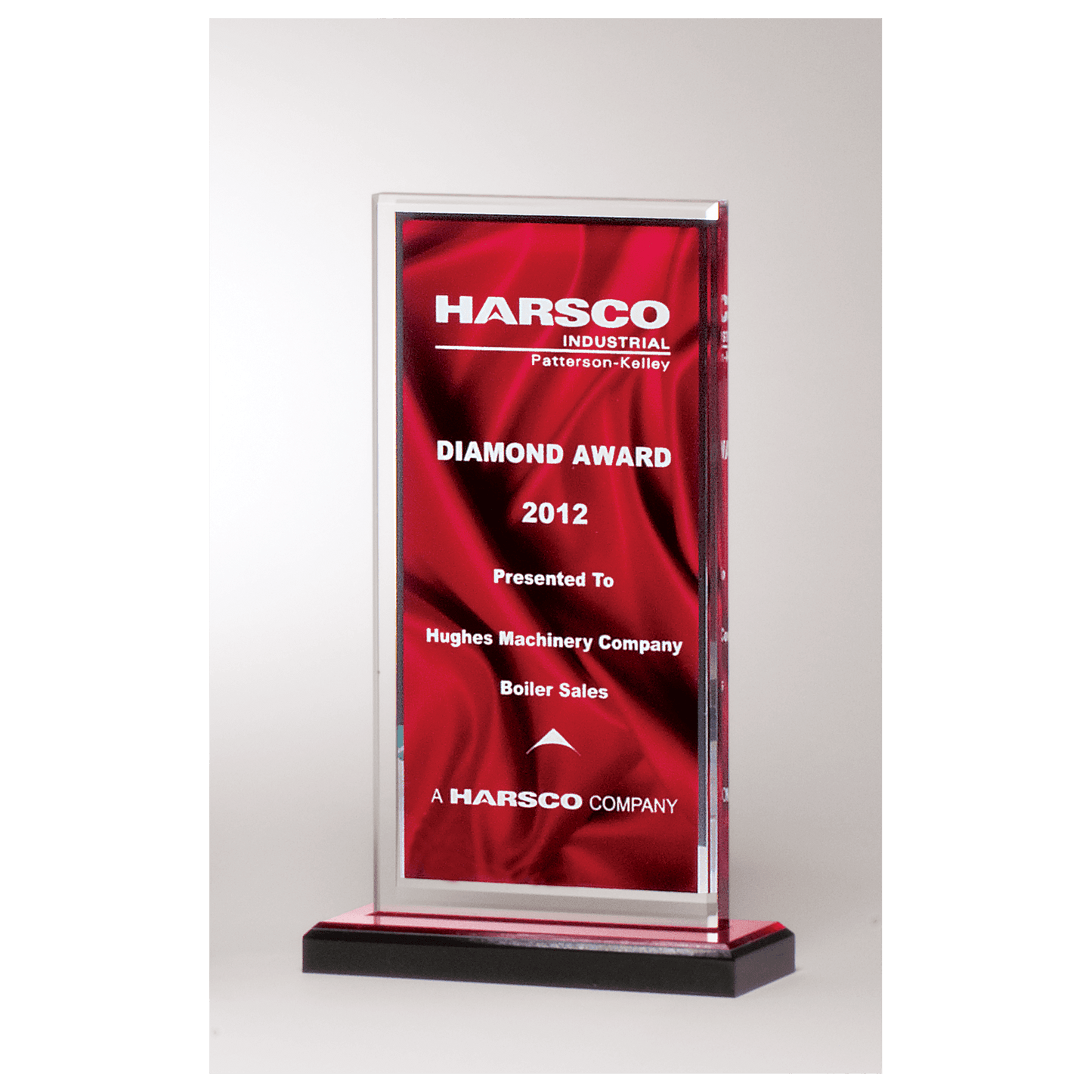 Deep Red Draped Satin Patterned Acrylic with Silver Mirror Border