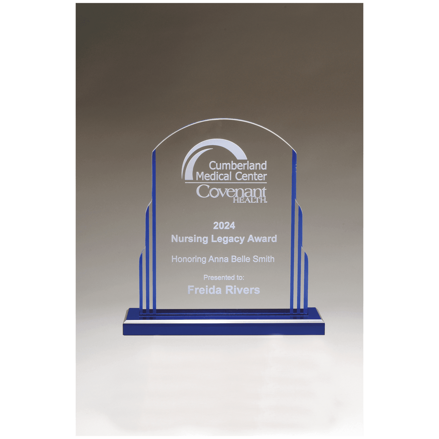 Art Deco Style Acylic with Blue Accents and Blue Mirror Top Base