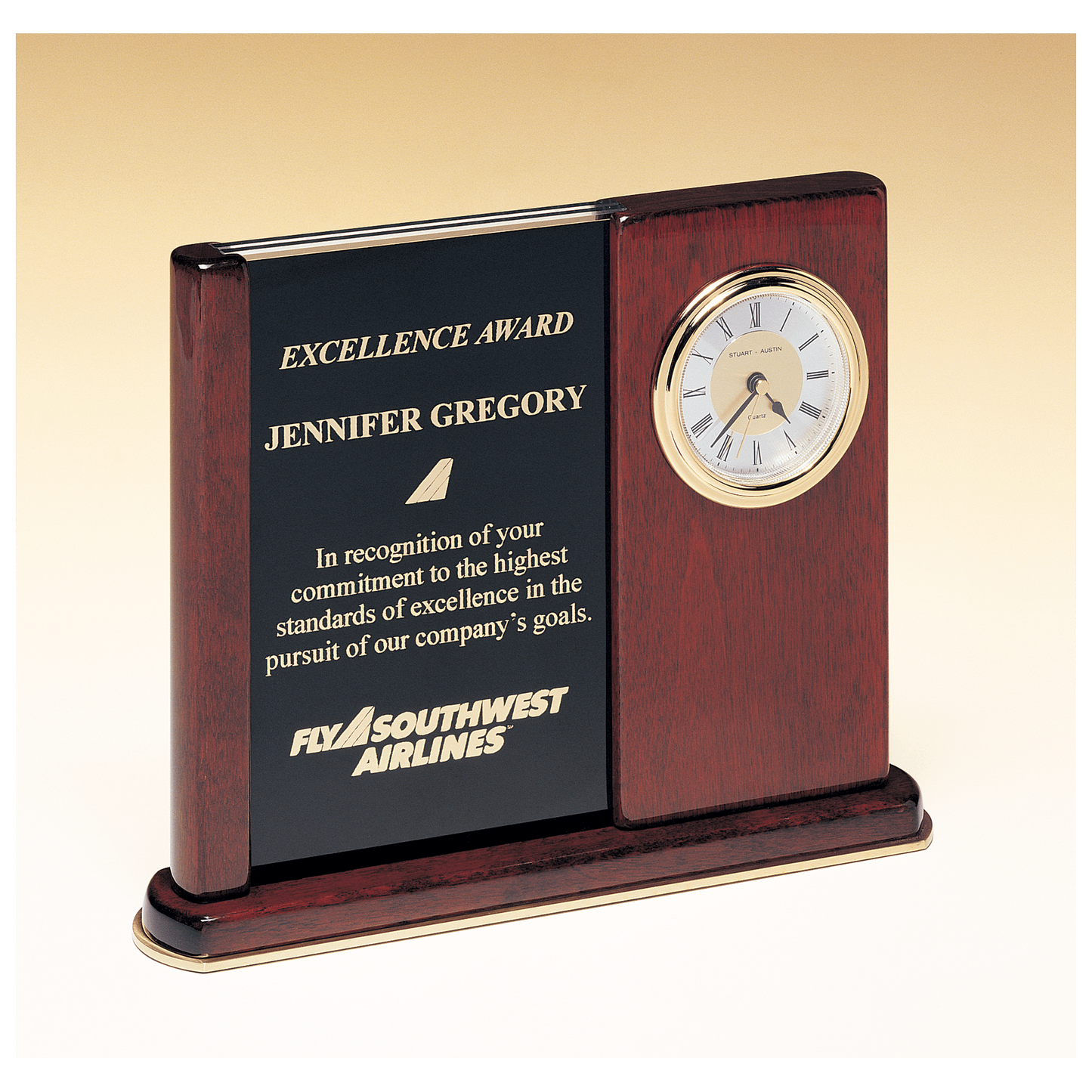 Rosewood Piano Finish Clock with Two Engraving Plates
