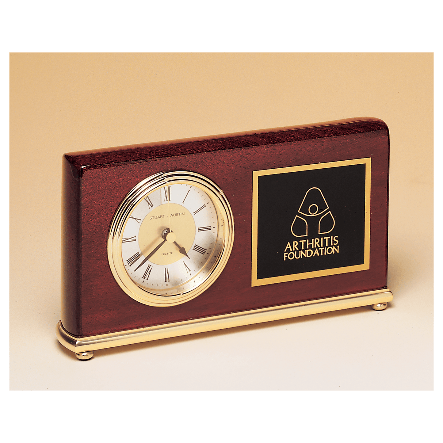 Rosewood Piano Finish Clock With Brass Base