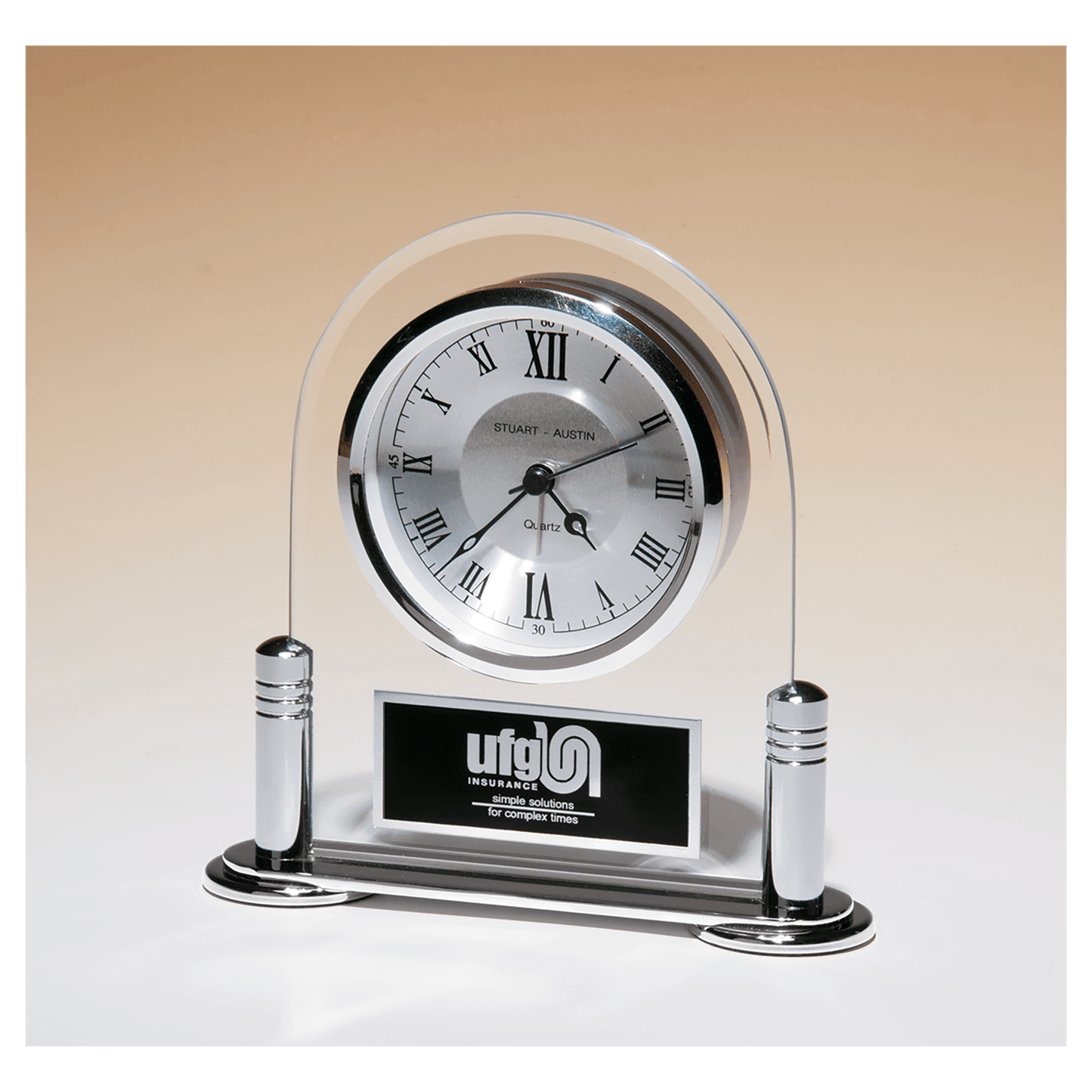 Desk Clock with Beveled Glass Upright