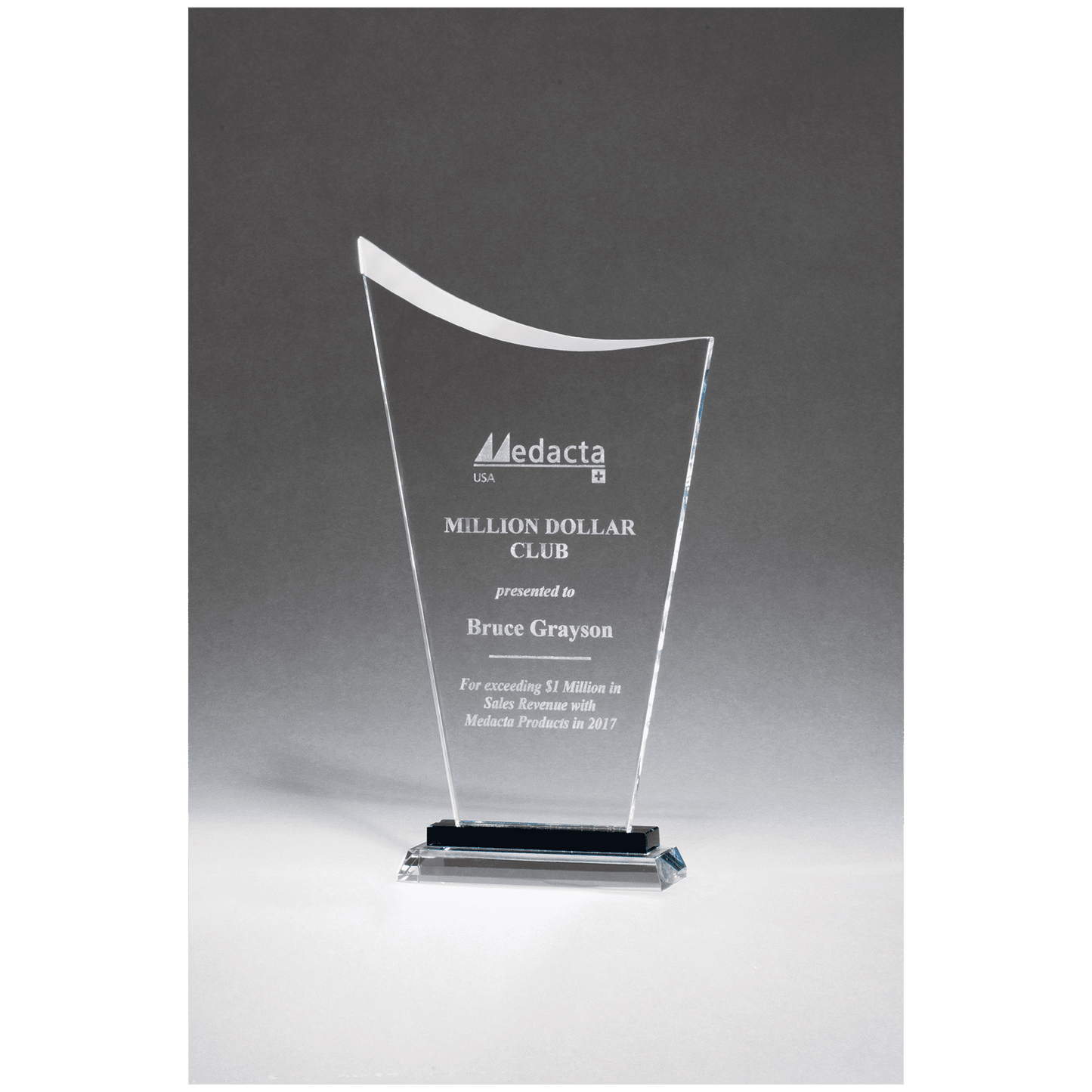 Contemporary Clear Glass Award with Pedestal Base
