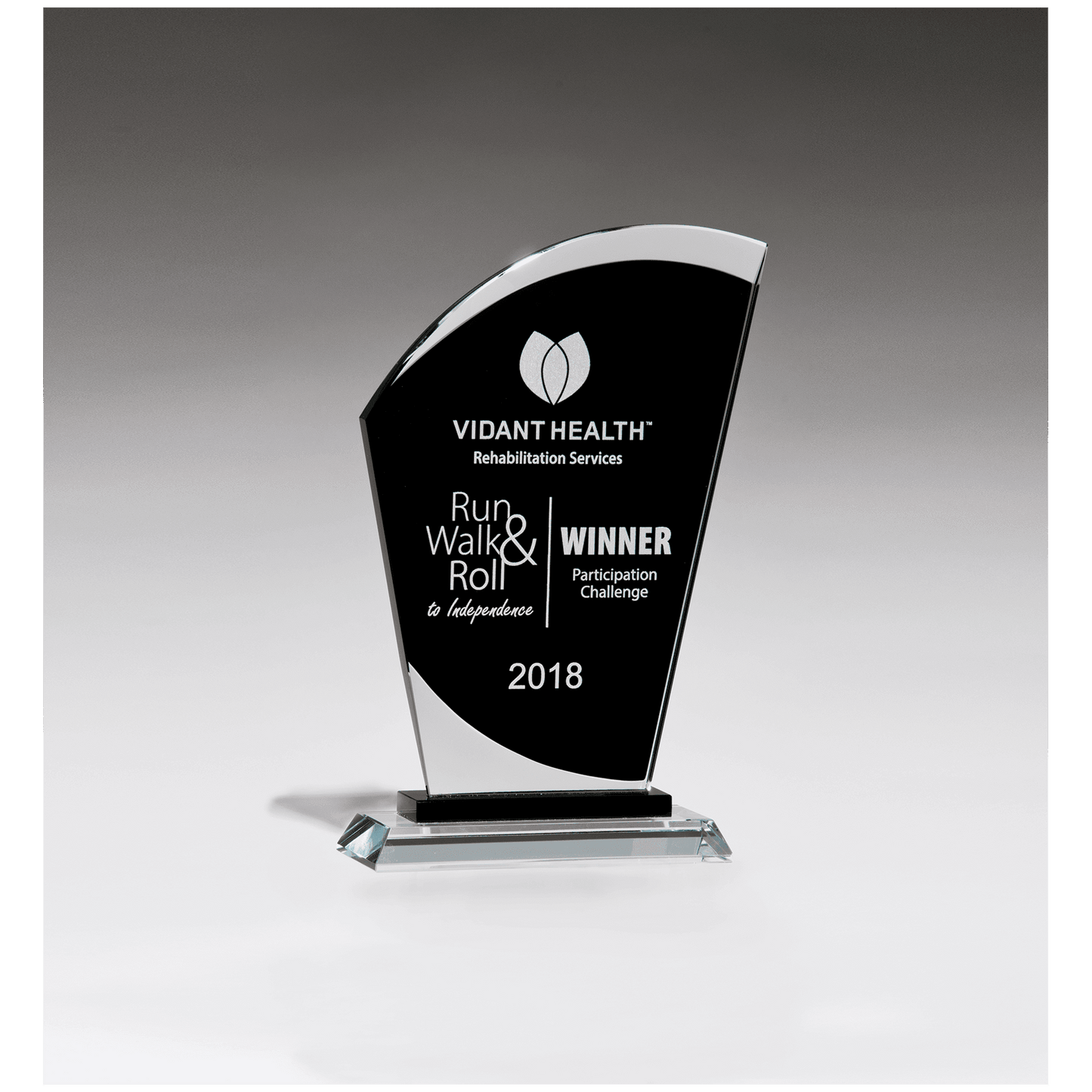 Sail Shaped Glass Award with Black Center