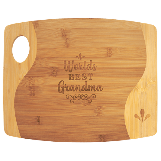 Bamboo Two Tone Cutting Board with Handle