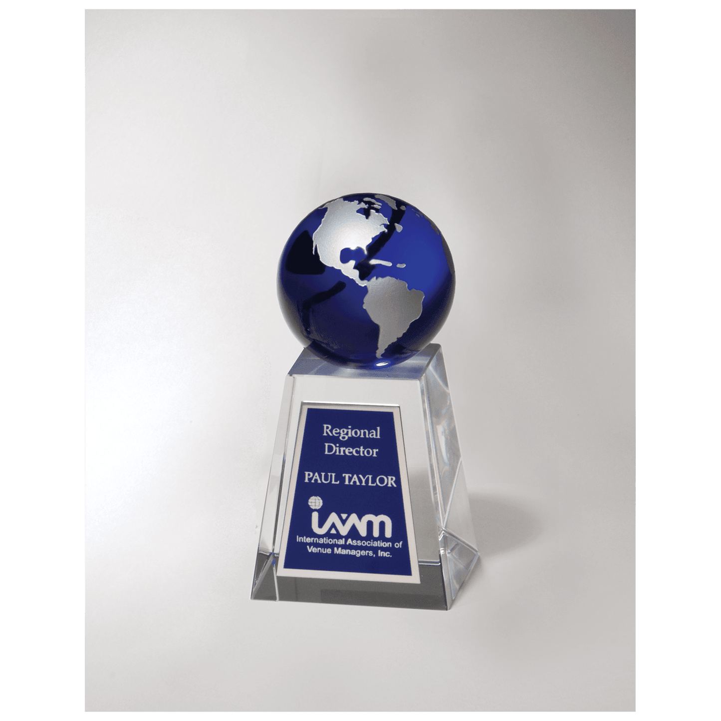 Crystal Trophy with Blue Globe