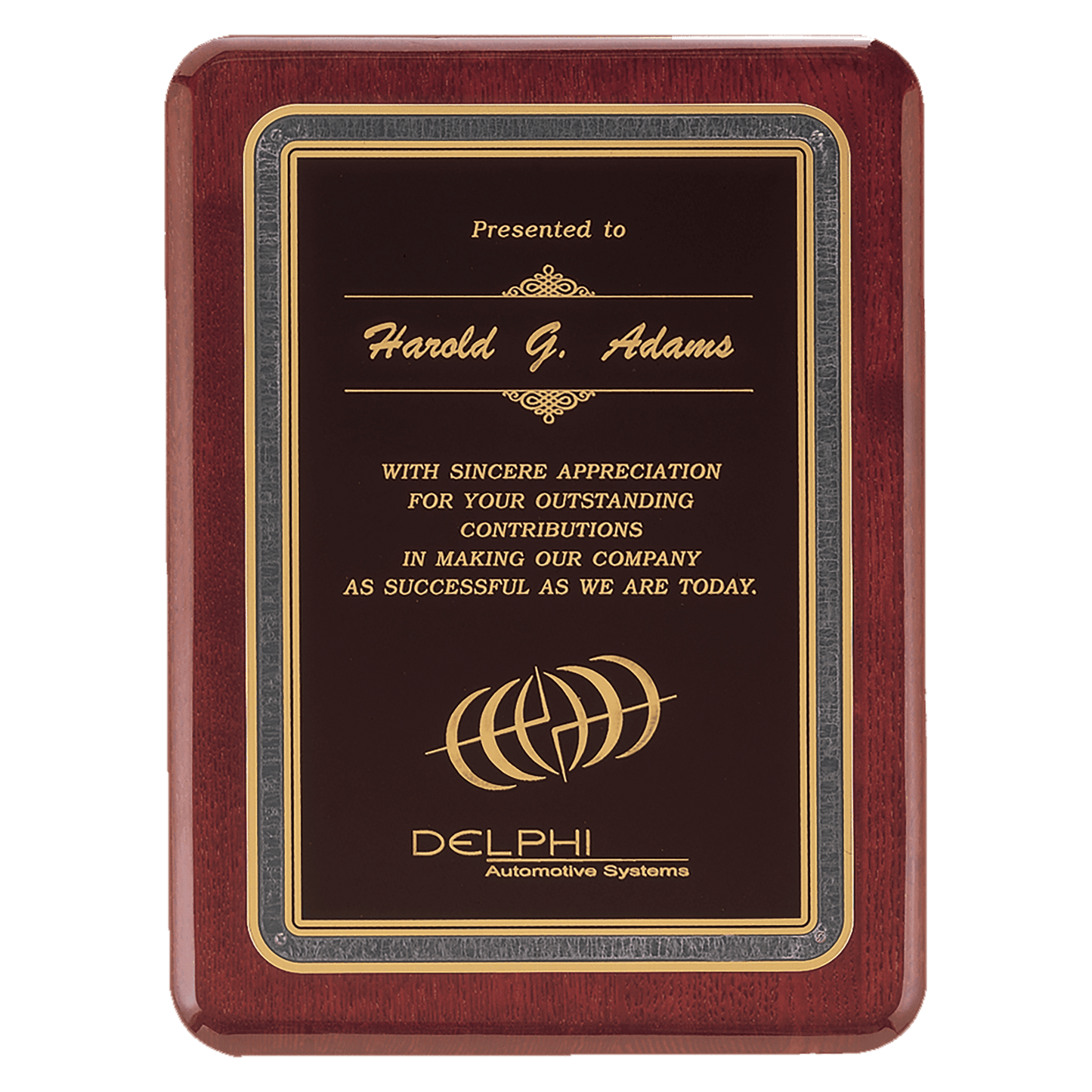 Rosewood Piano Finish Flourintine Plaque with Rounded Corners