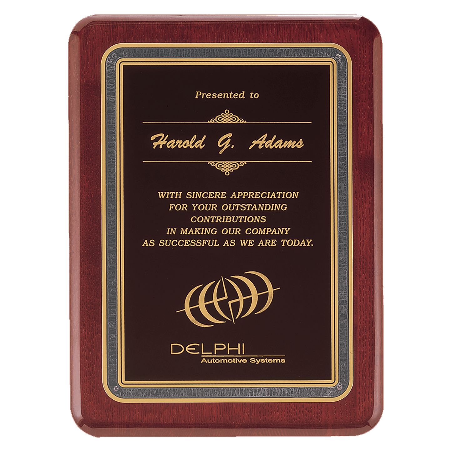 Rosewood Piano Finish Flourintine Plaque with Rounded Corners