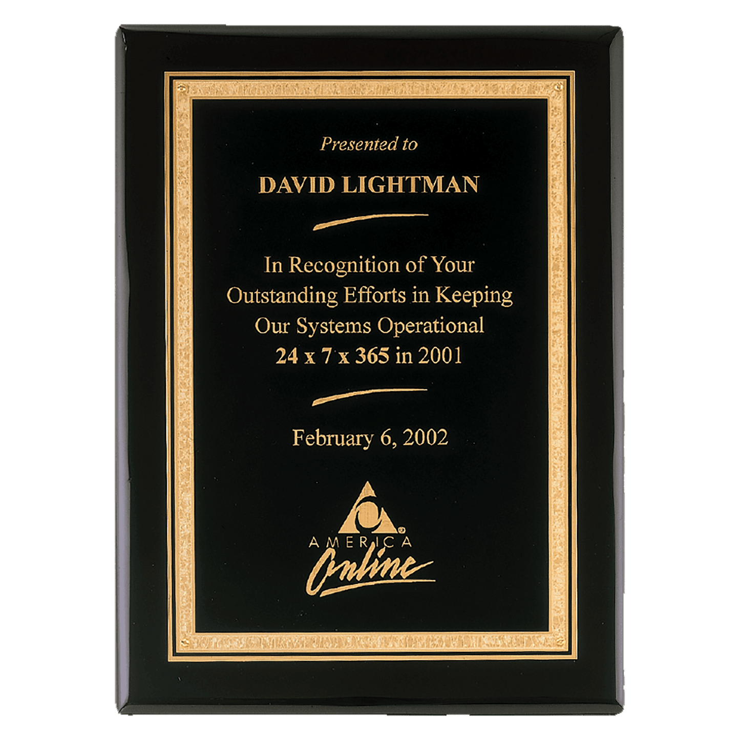 Premium Black Piano Finish Plaque with Black Brass Plate