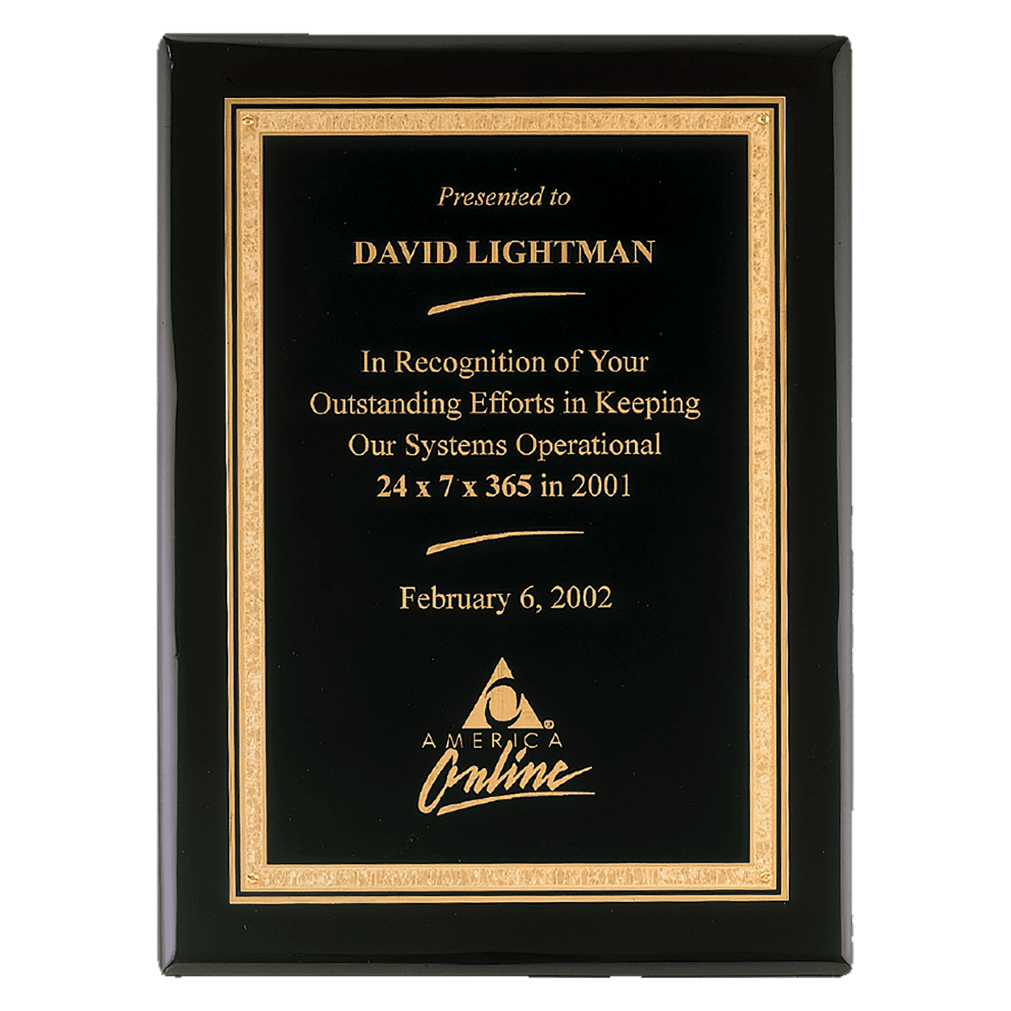 Premium Black Piano Finish Plaque with Black Brass Plate