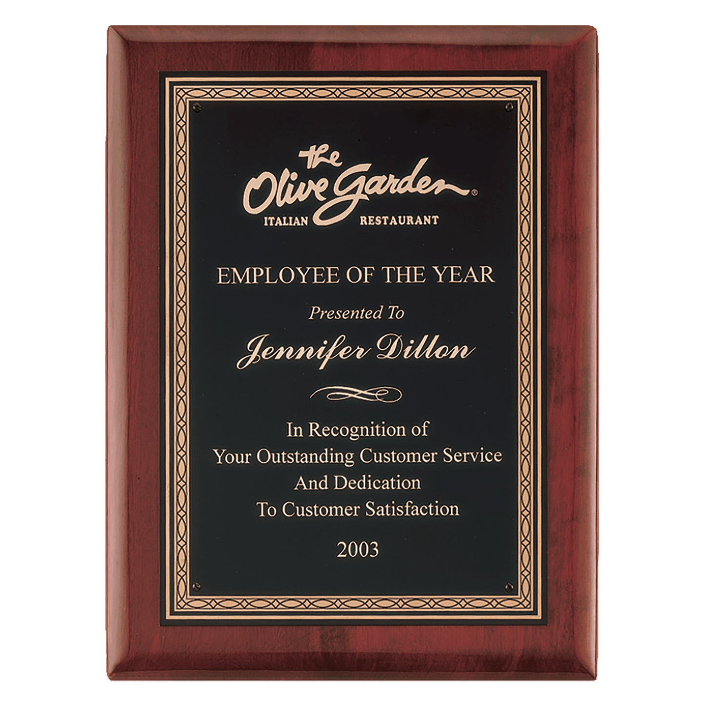 Premium Rosewood Piano Finish Plaque with Black Brass Plate