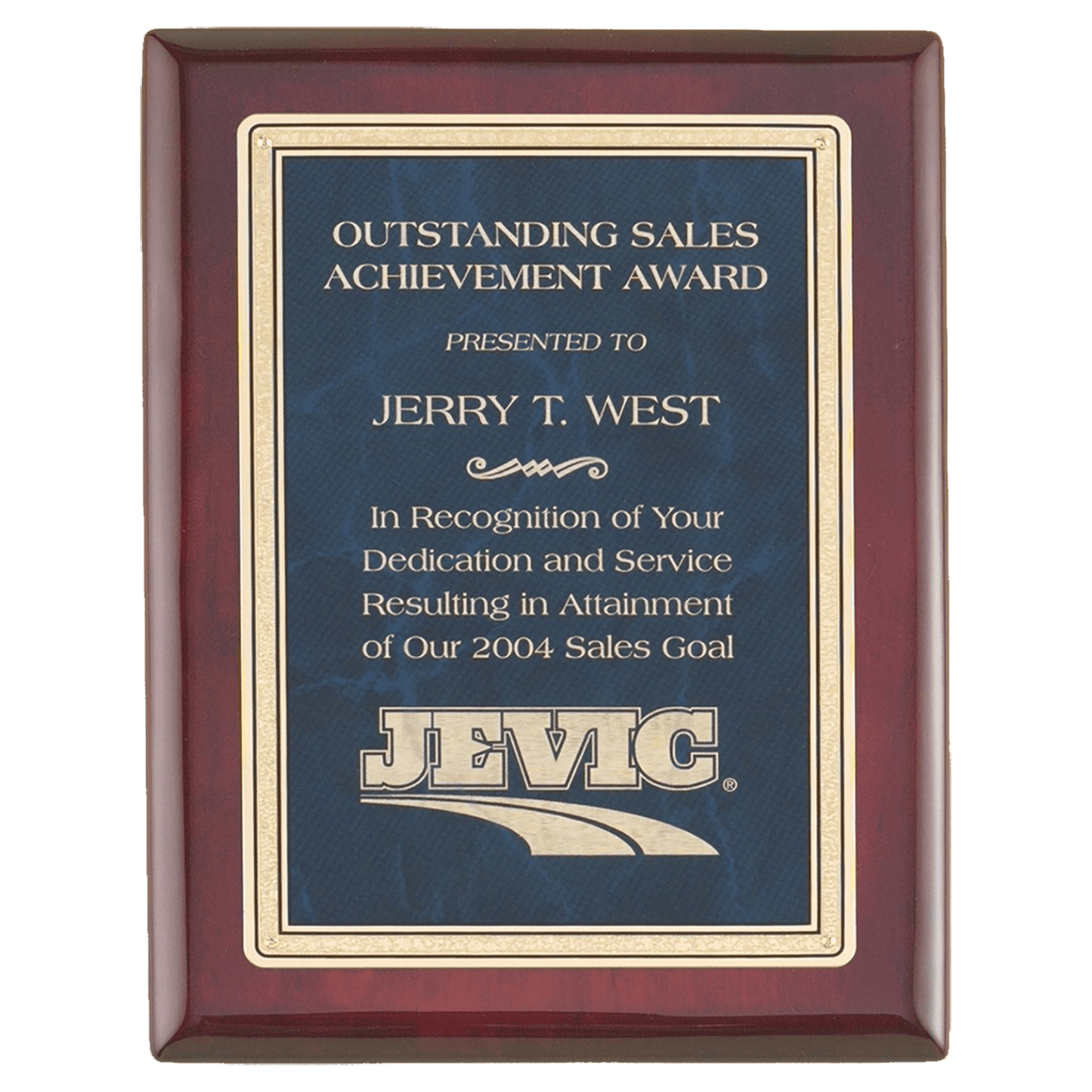 Premium Rosewood Piano Finish Plaque with Sapphire Marble Plate