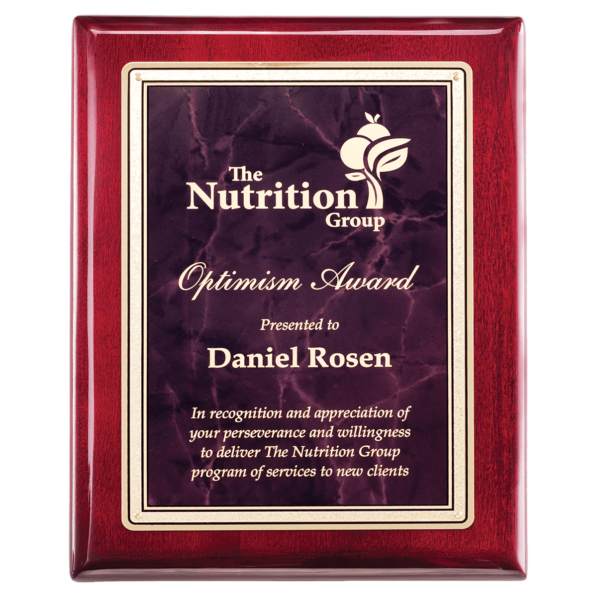 Premium Rosewood Piano Finish Plaque with Ruby Marble Plate