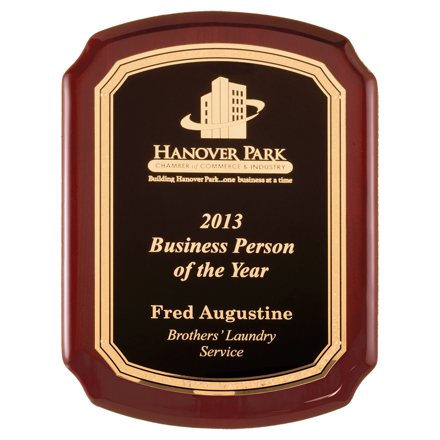 Rosewood Piano Finish Curved Edge Plaque