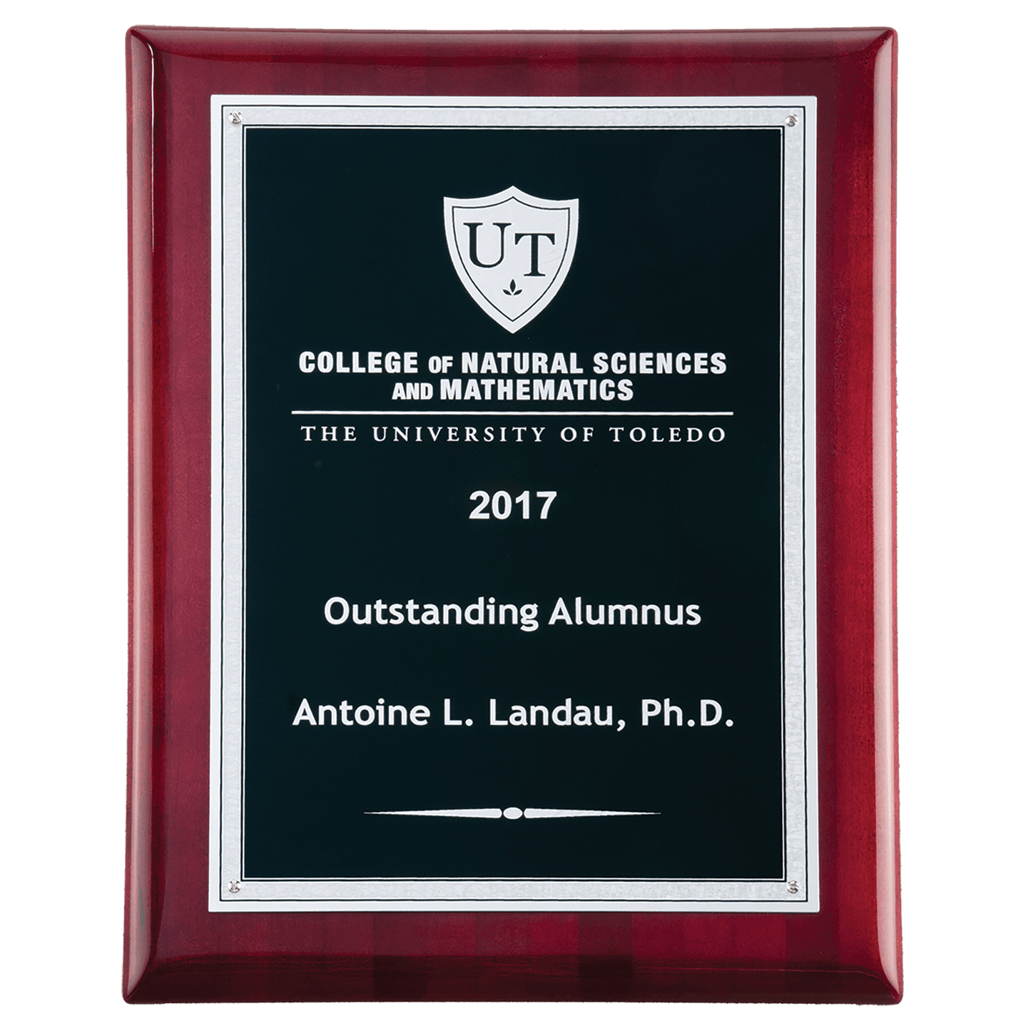 Rosewood Piano Finish Plaque with Textured Black Plate