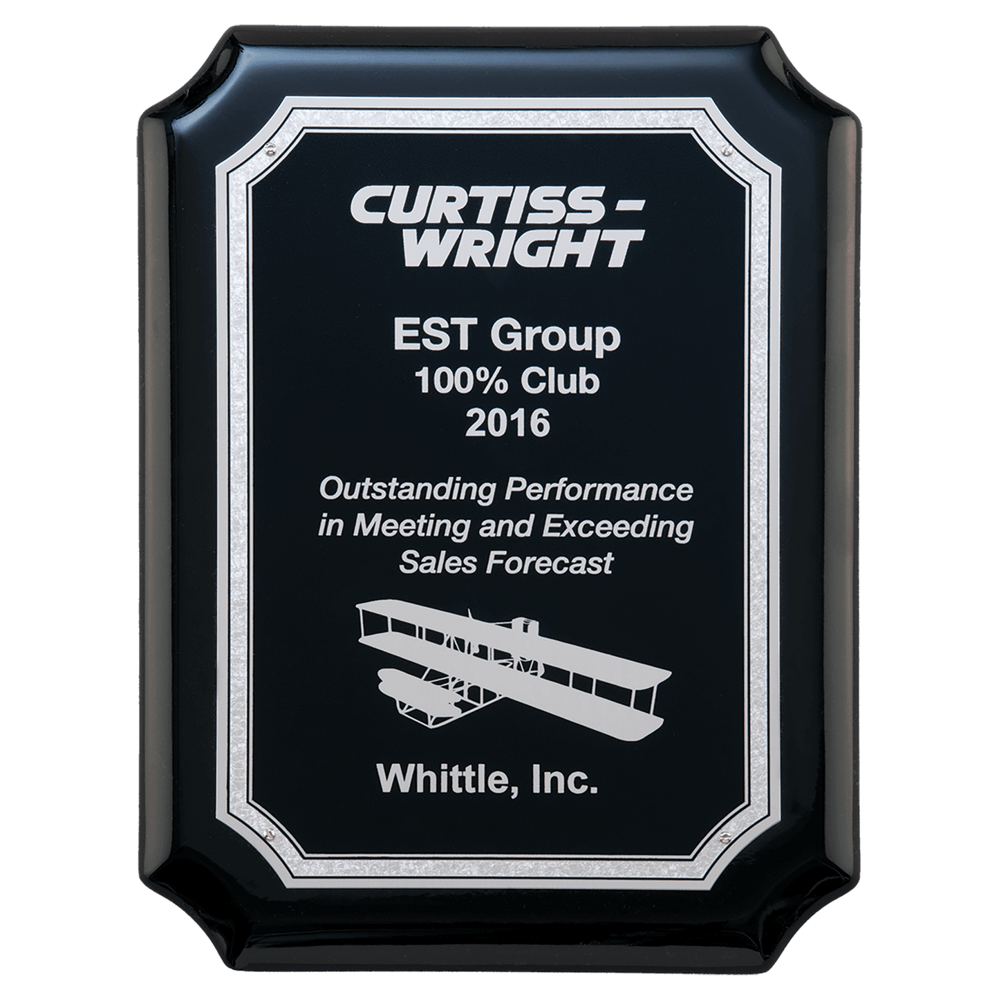 Black Piano Finish Plaque with Black and Silver Plate