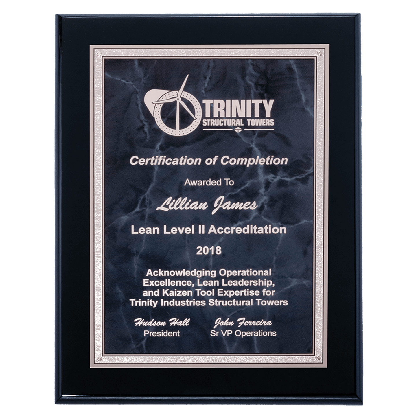 Black Piano Finish High Luster Plaque with Gray Marble Plate