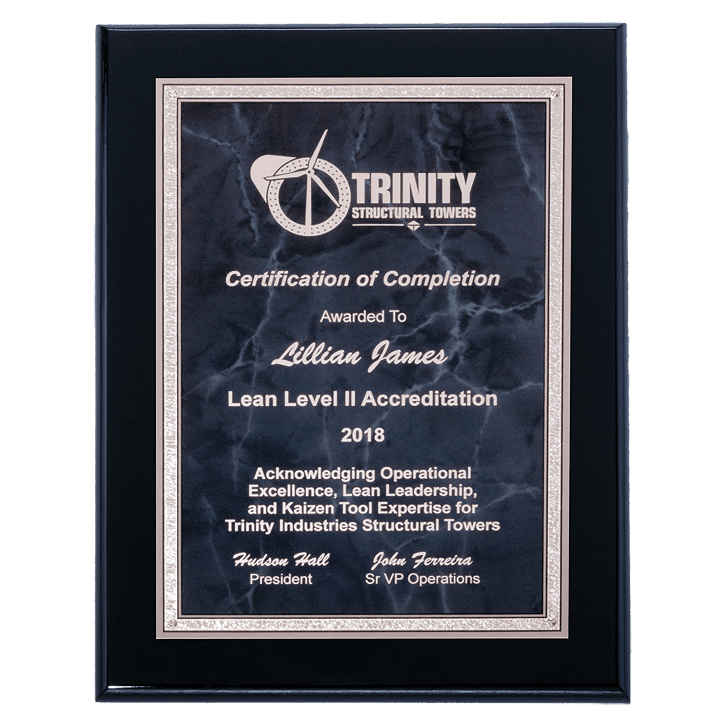 Black Piano Finish High Luster Plaque with Gray Marble Plate