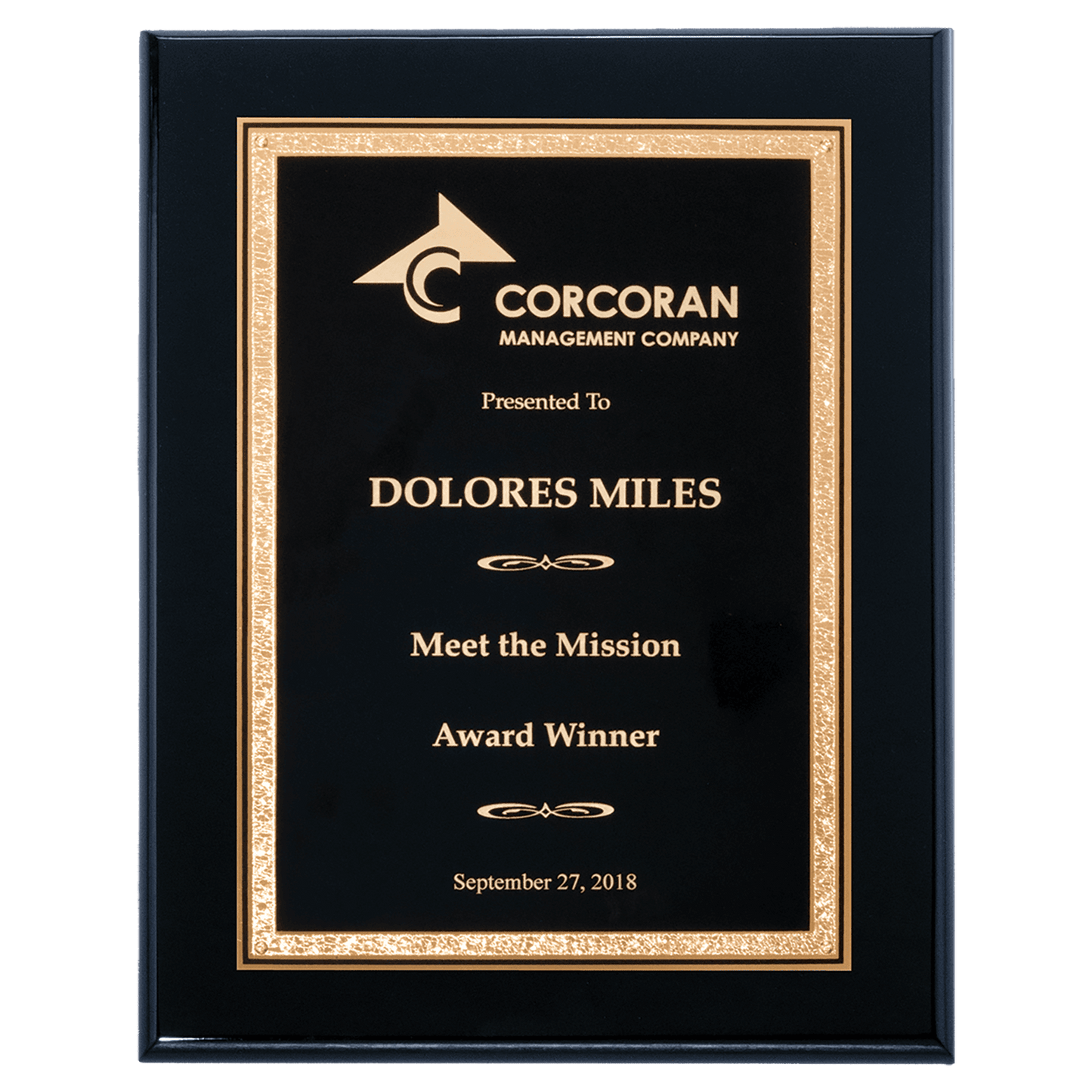 Black Piano Finish High Luster Plaque with Black Plate