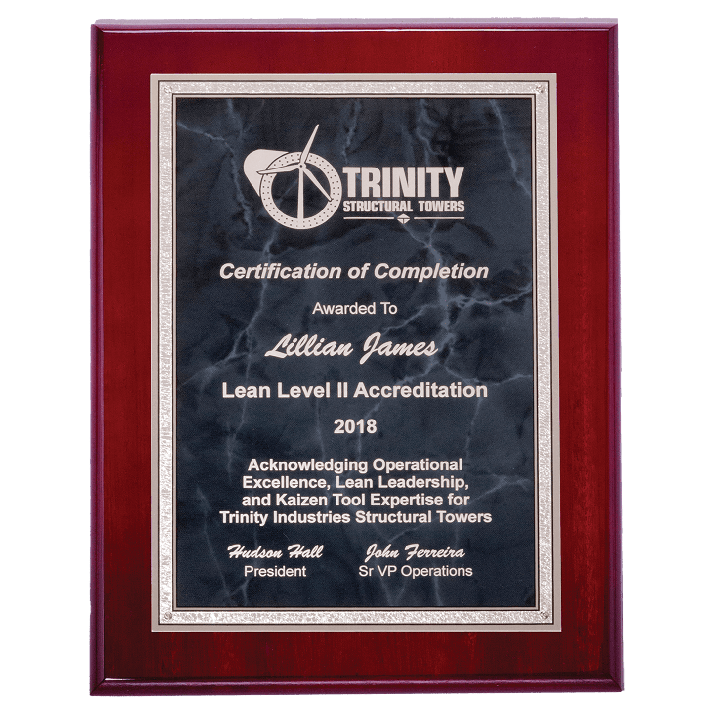 Piano Finish High Luster Plaque with Gray Marble Plate