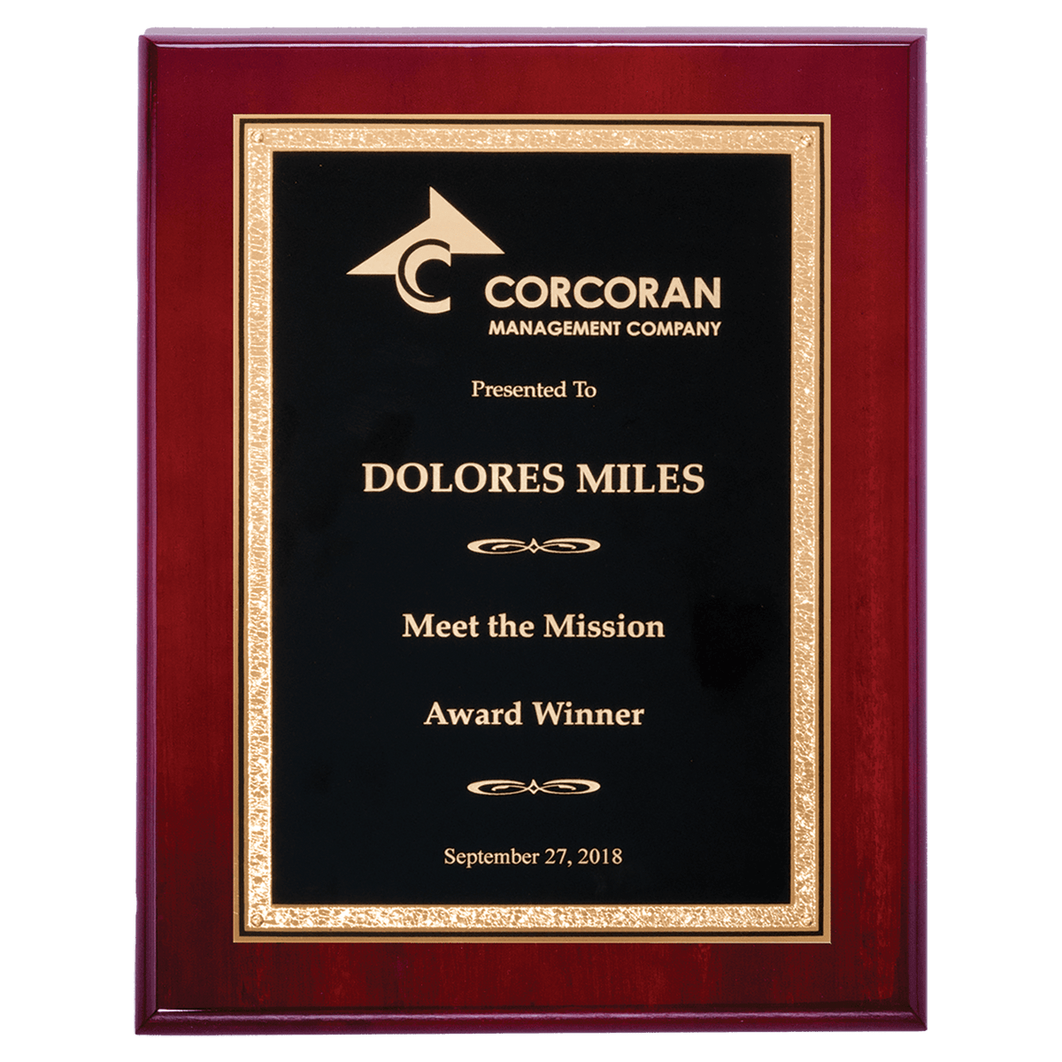 Piano Finish High Luster Plaque with Black Plate