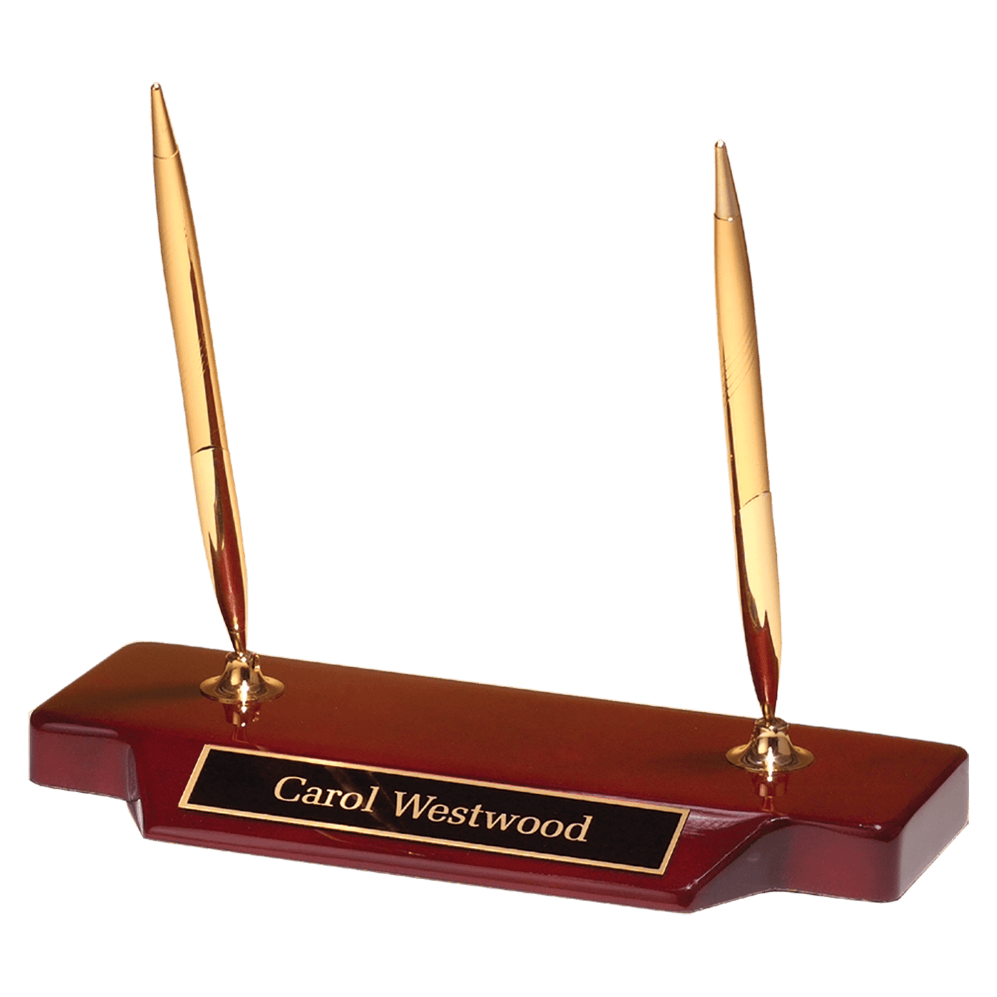 Double Gold Pen on Rosewood Base