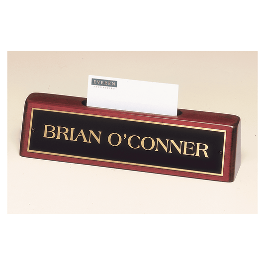 Rosewood Nameplate with Business Card Holder