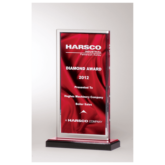 Deep Red Draped Satin Patterned Acrylic with Silver Mirror Border
