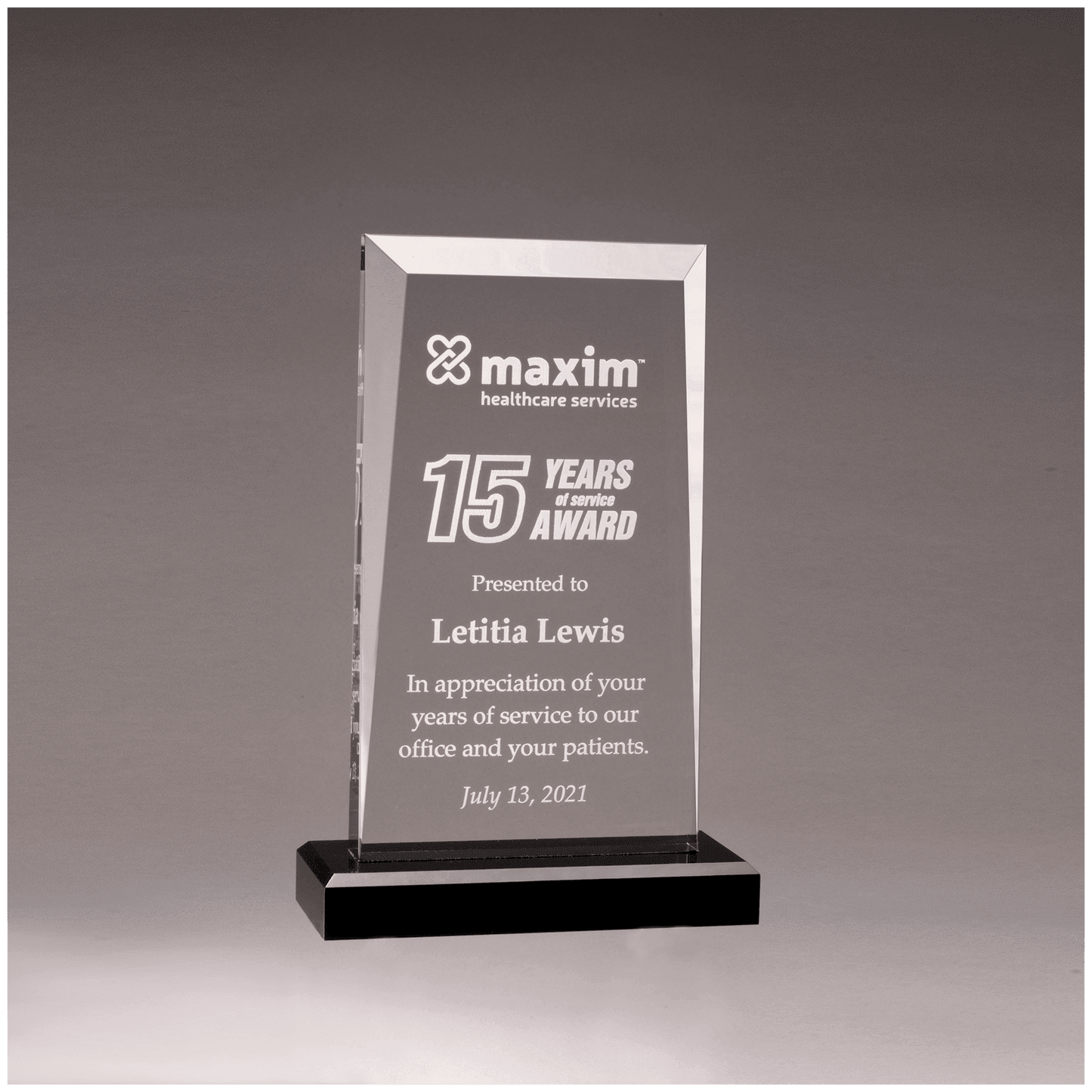 Apex Series Clear Acrylic Award with Black Base