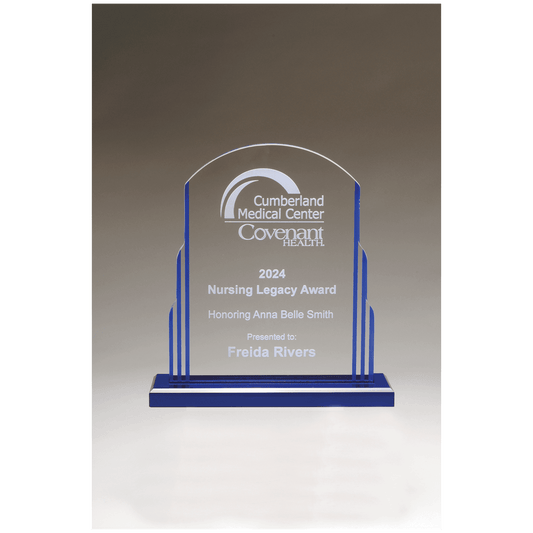 Art Deco Style Acylic with Blue Accents and Blue Mirror Top Base