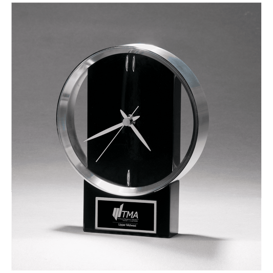 Modern Design Clock w/Brushed Silver Bezel