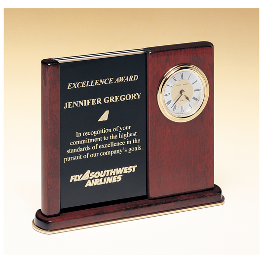 Rosewood Piano Finish Clock with Two Engraving Plates