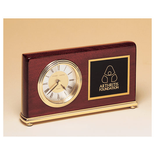 Rosewood Piano Finish Clock With Brass Base
