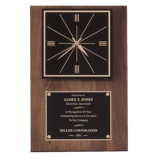 American Walnut Quartz Clock with Black Plate