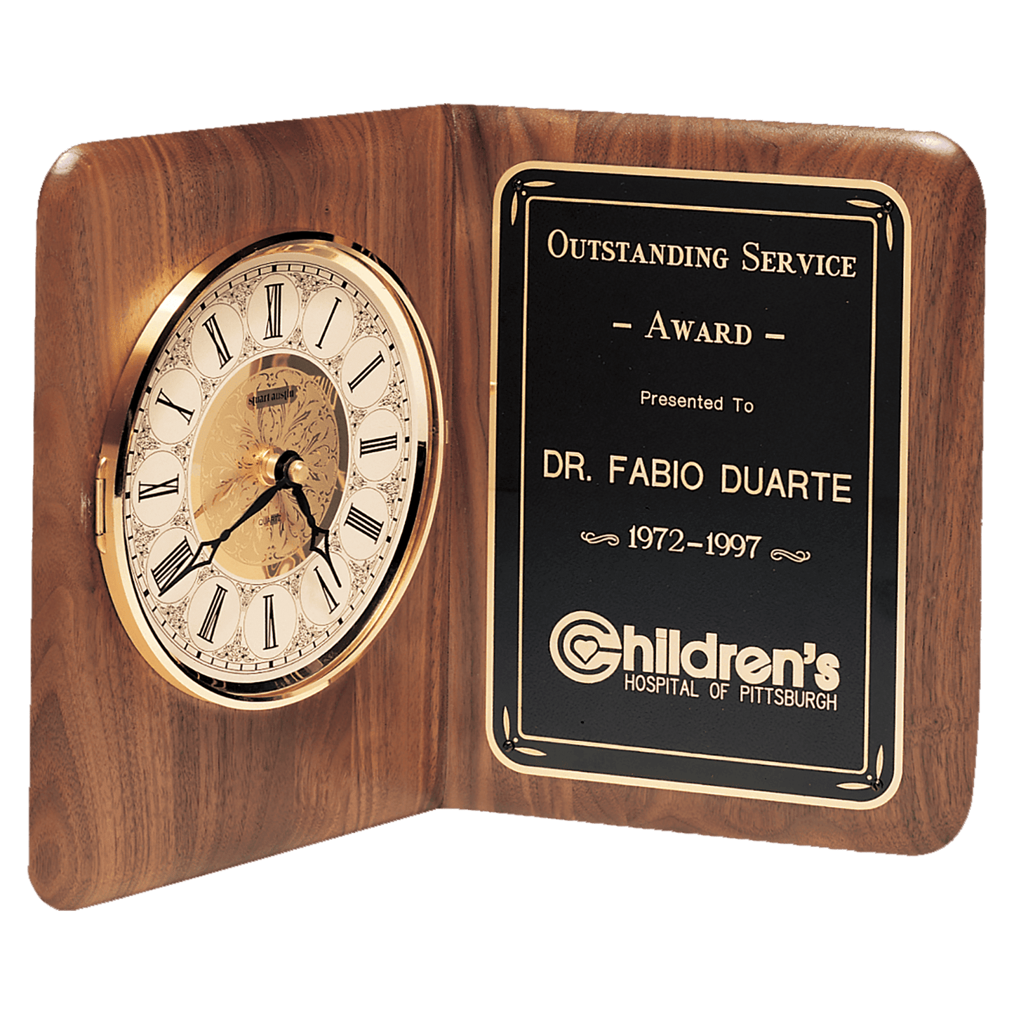 Walnut Quartz Book Clock