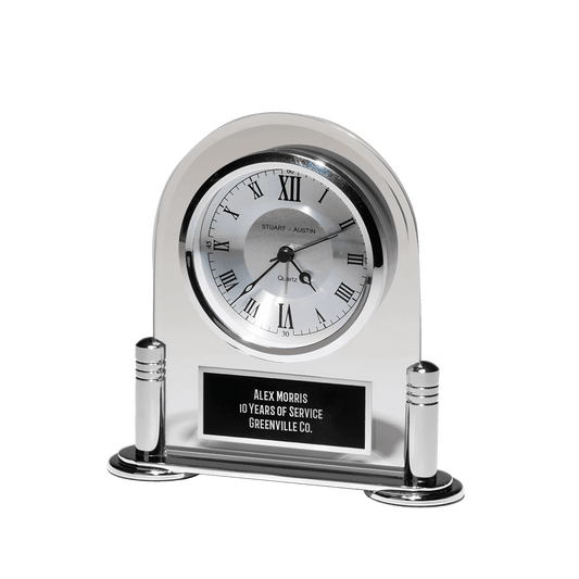 Desk Clock with Beveled Glass Upright