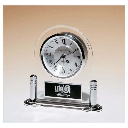 Desk Clock with Beveled Glass Upright