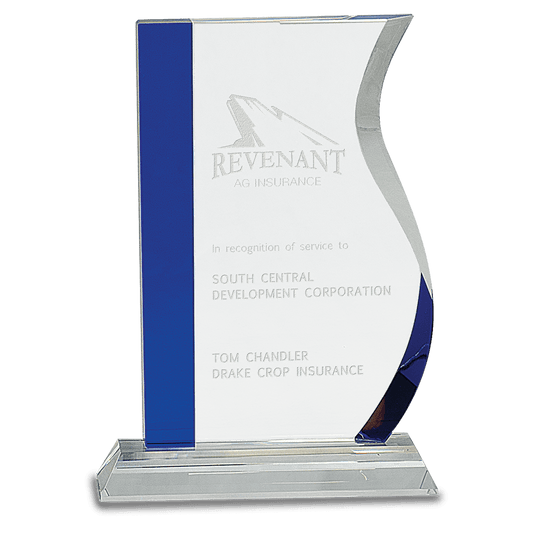 Blue Edge Crystal Wave on Clear Base