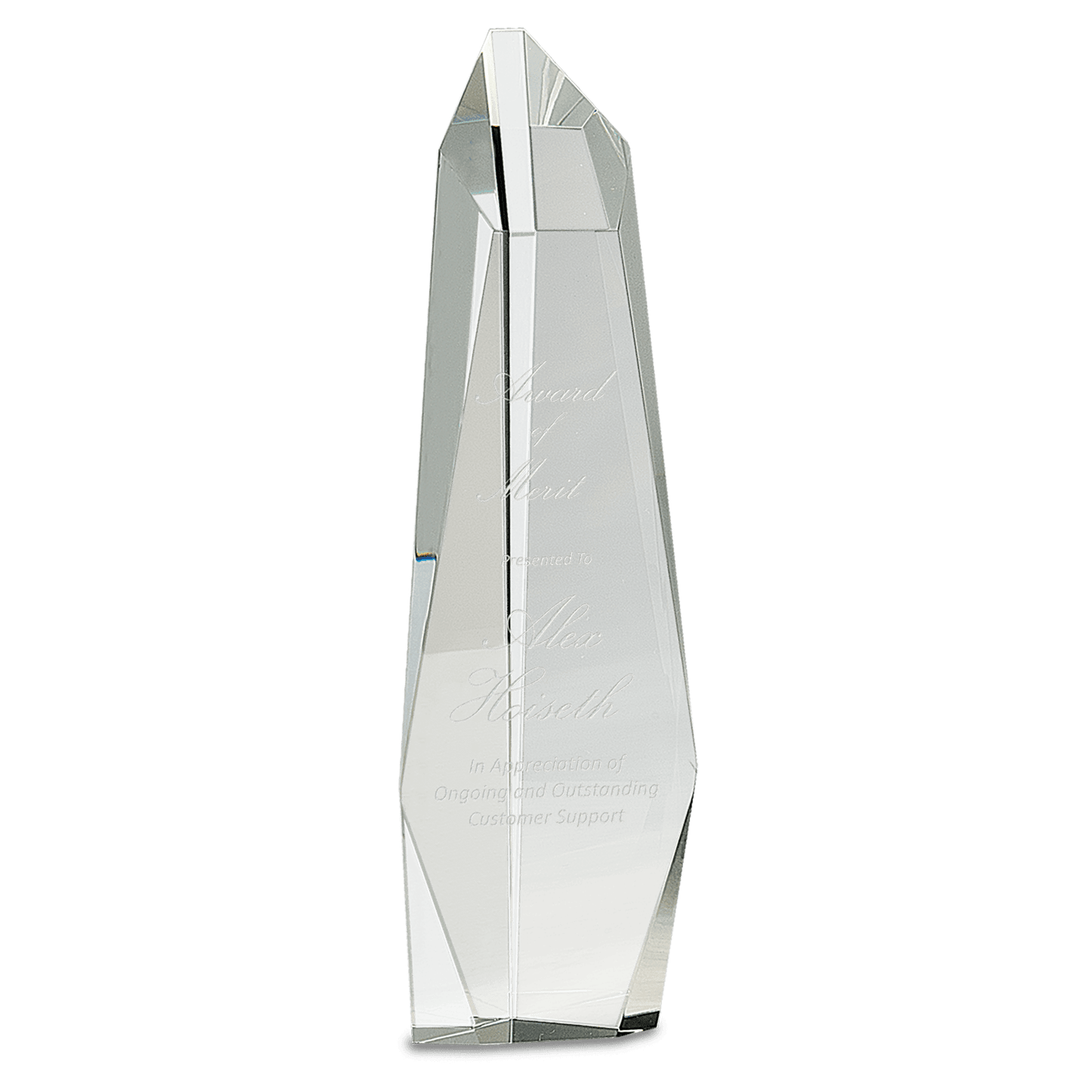 Clear Crystal Facet Slant-Top Tower