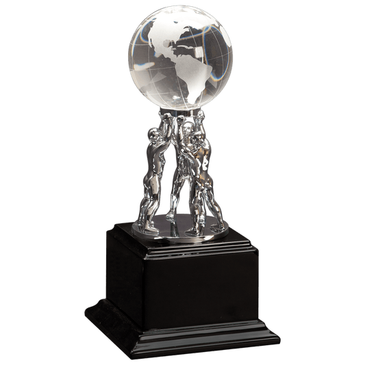 10" Clear Crystal Globe with Silver Men/Stand