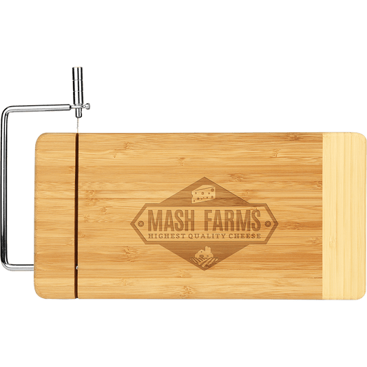 Bamboo Rectangle Cutting Board with Metal Cheese Cutter