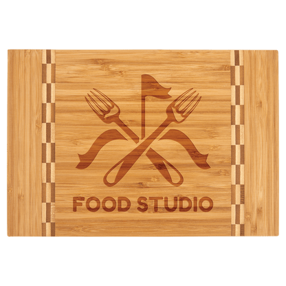 Bamboo Cutting Board with Butcher Block Inlay