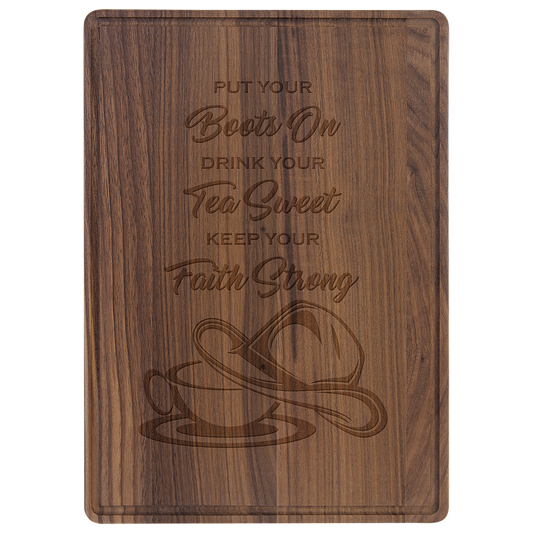 Walnut Cutting Board Paddle Shape with Drip Ring