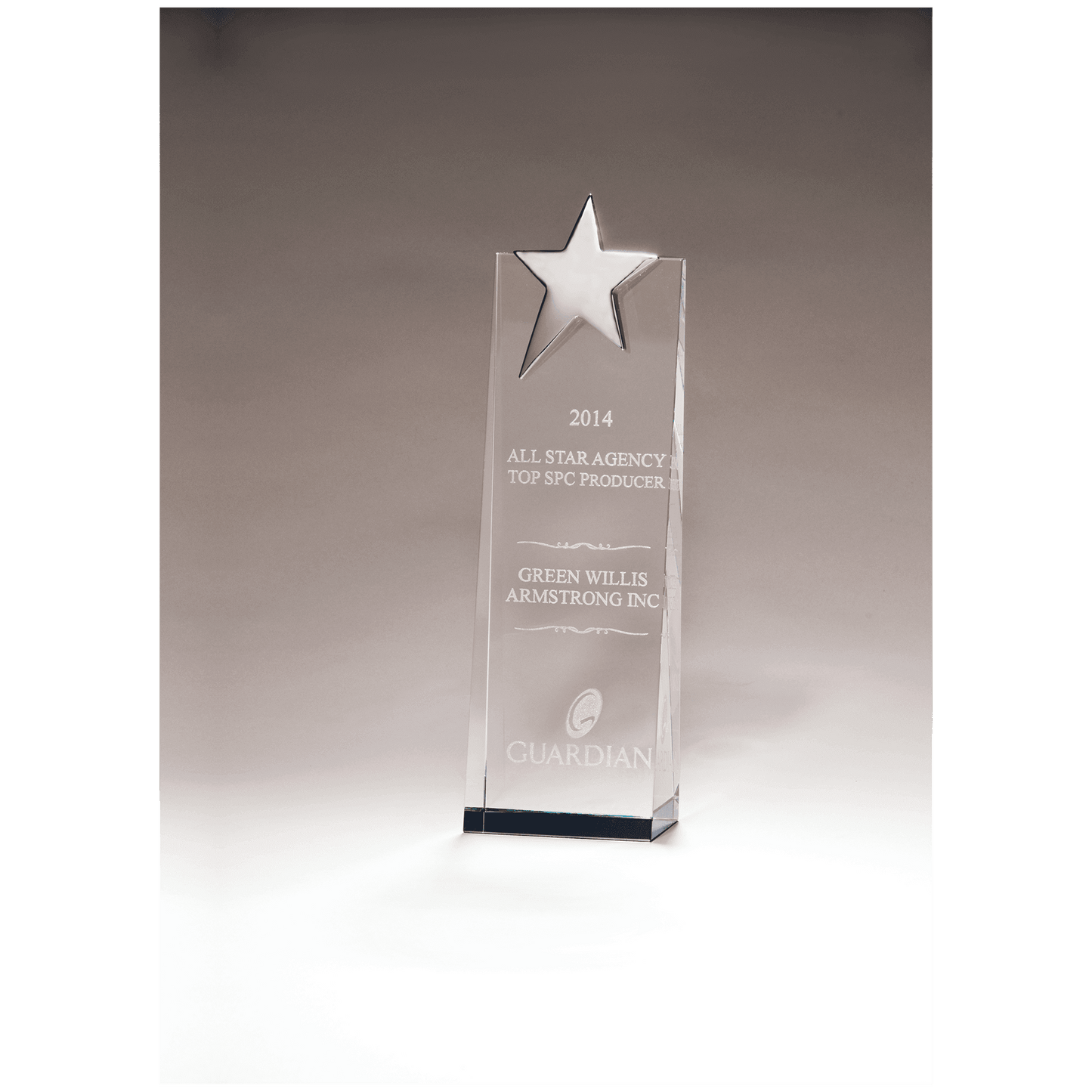 Crystal Trophy with Silver Star, Prism-Effect