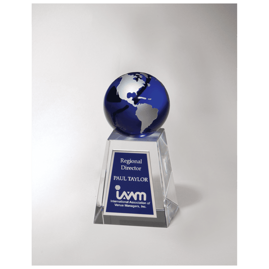 Crystal Trophy with Blue Globe