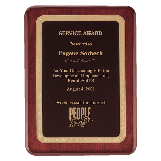 Rosewood Piano Finish Plaque with Black/Gold Florentine Design