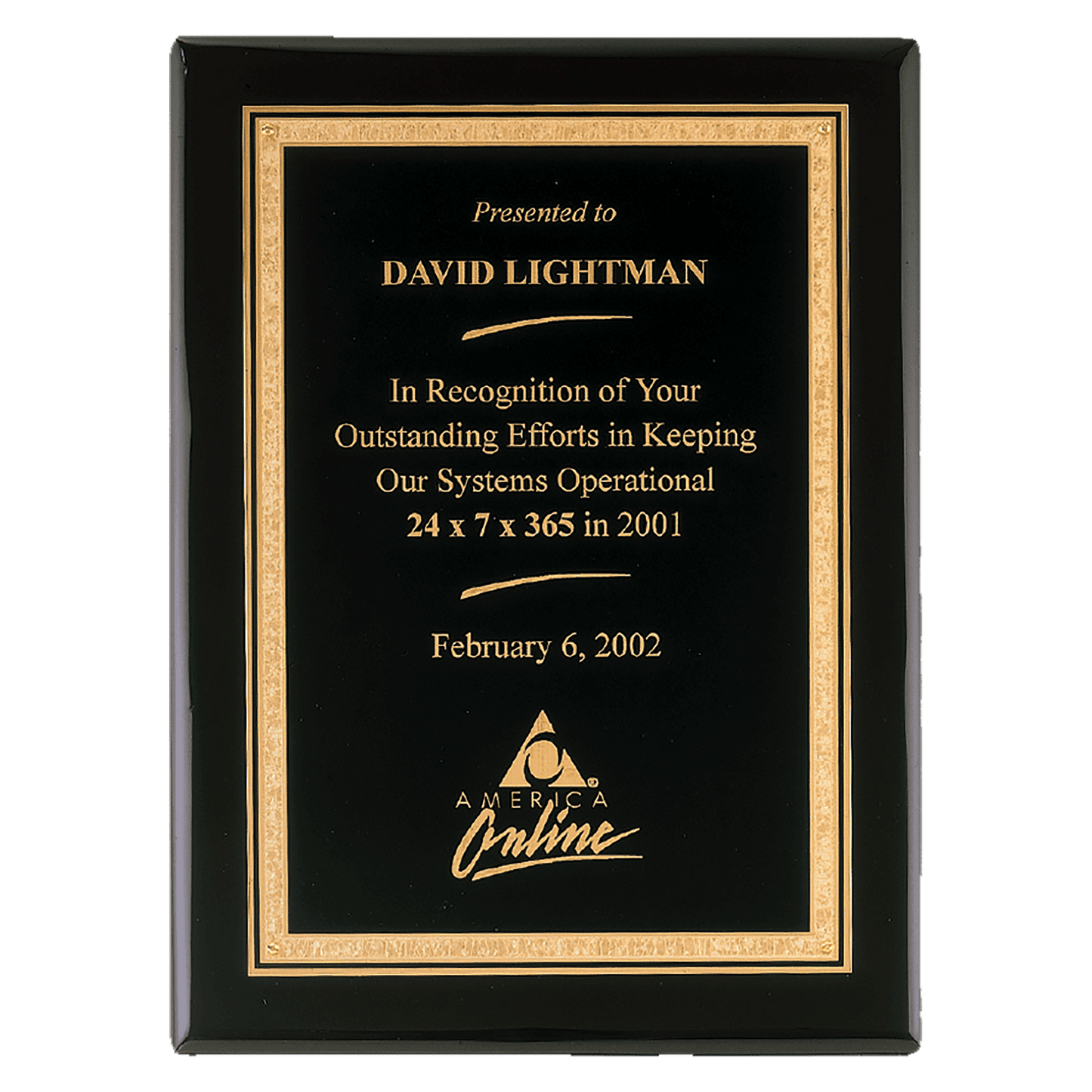 Premium Black Piano Finish Plaque with Black Brass Plate