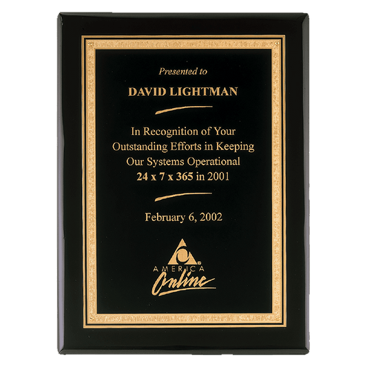 Premium Black Piano Finish Plaque with Black Brass Plate