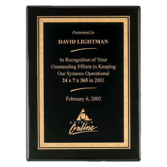 Premium Black Piano Finish Plaque with Black Brass Plate