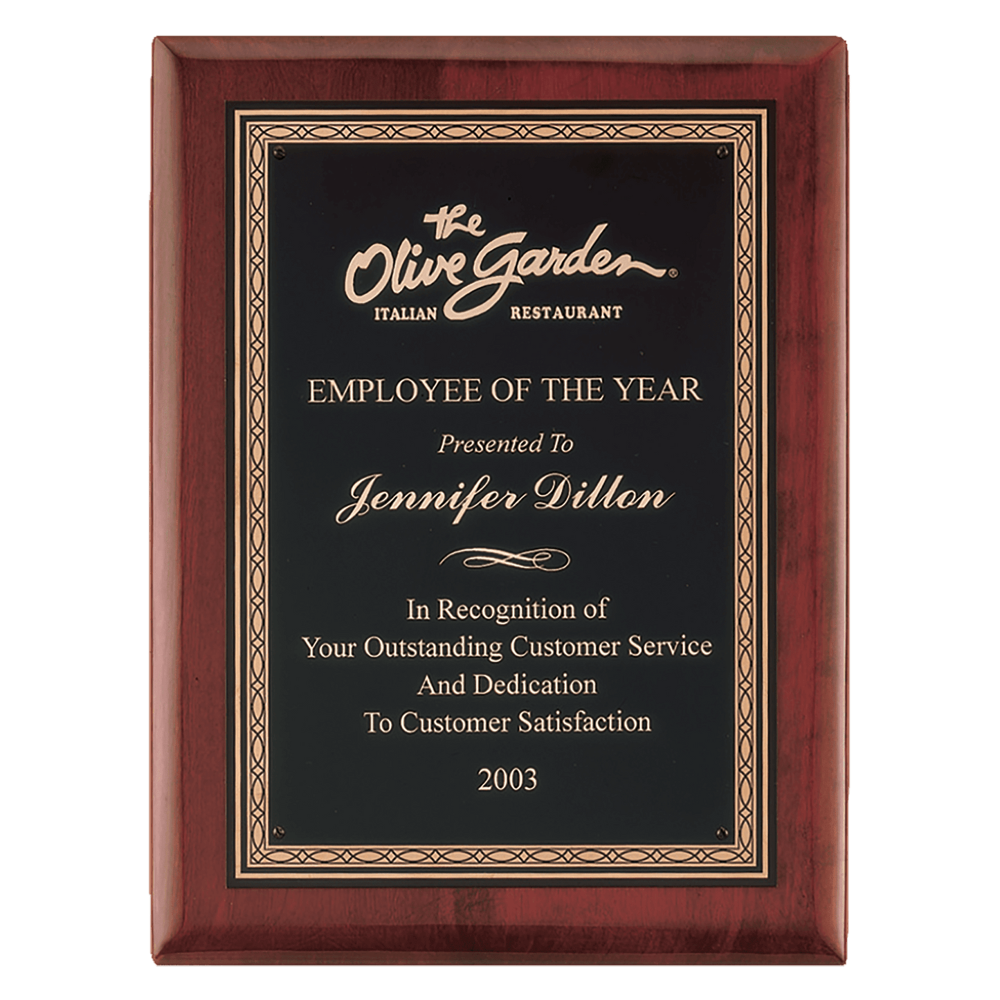 Premium Rosewood Piano Finish Plaque with Black Brass Plate
