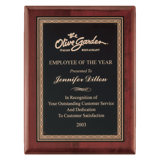 Premium Rosewood Piano Finish Plaque with Black Brass Plate